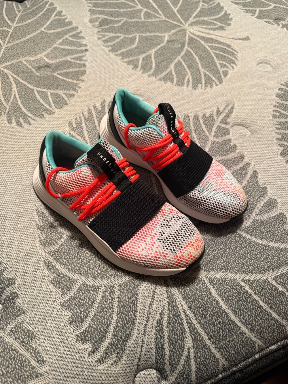 Under Armour Women’s Coral and Teal Slip-On Mesh Sneakers